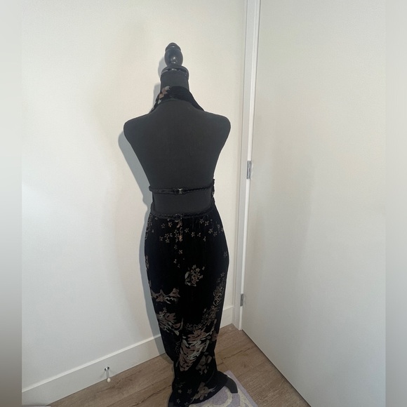 Black Velour Halter Maxi Dress, size S - Picture 4 of 6